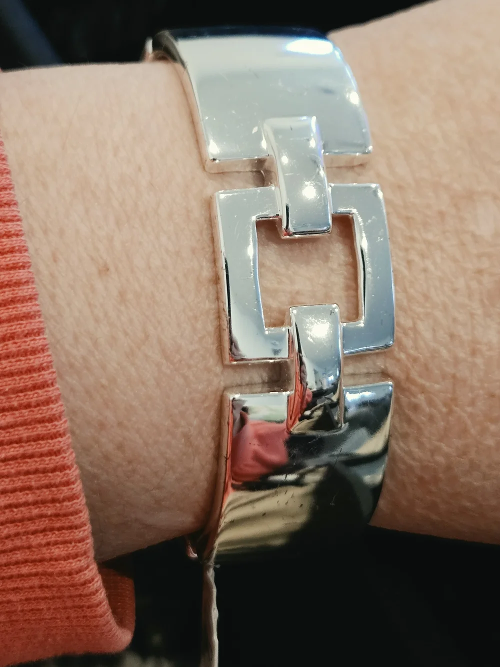 Periwinkle Silver Metal Bracelet - Polished Silver Modern Clamp Bracelet